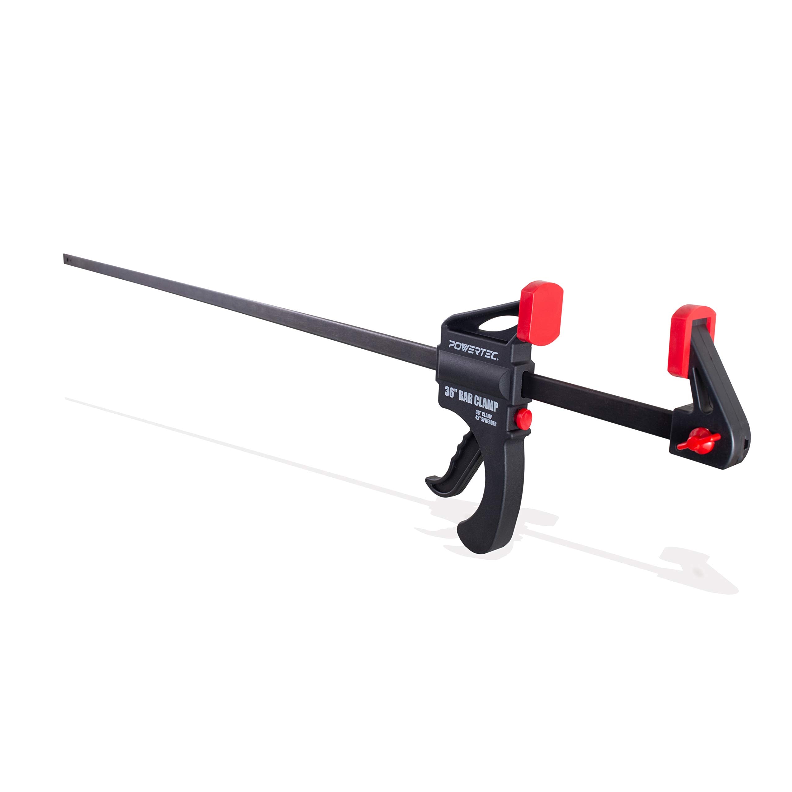 POWERTEC 71597 clamp handle closeup showing ergonomic one-handed operation