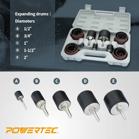 POWERTEC 71635 2-inch drum ideal for larger holes and flat surfaces.