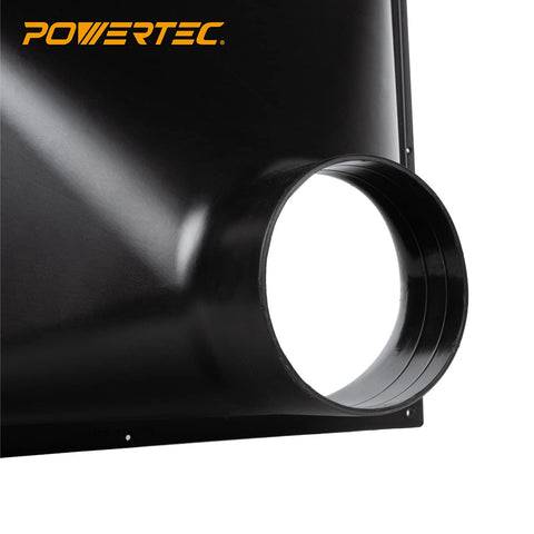 POWERTEC ABS plastic dust hood construction is durable and lightweight