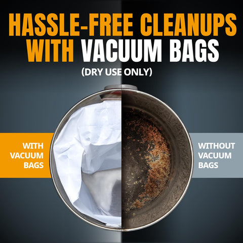 Powertec easy-disposal bags enable fast replacements after messy jobs.