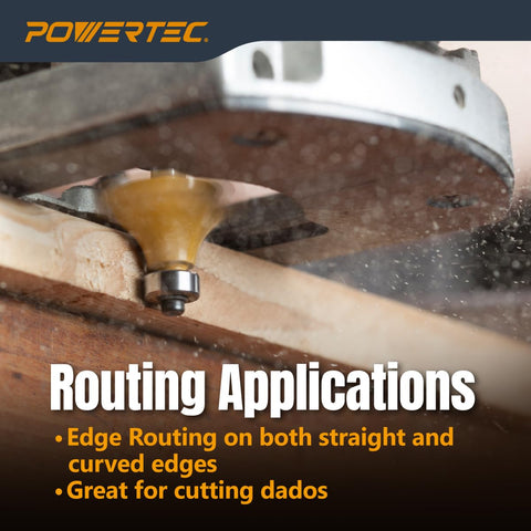 POWERTEC ergonomic handle and large base improve stability during routing