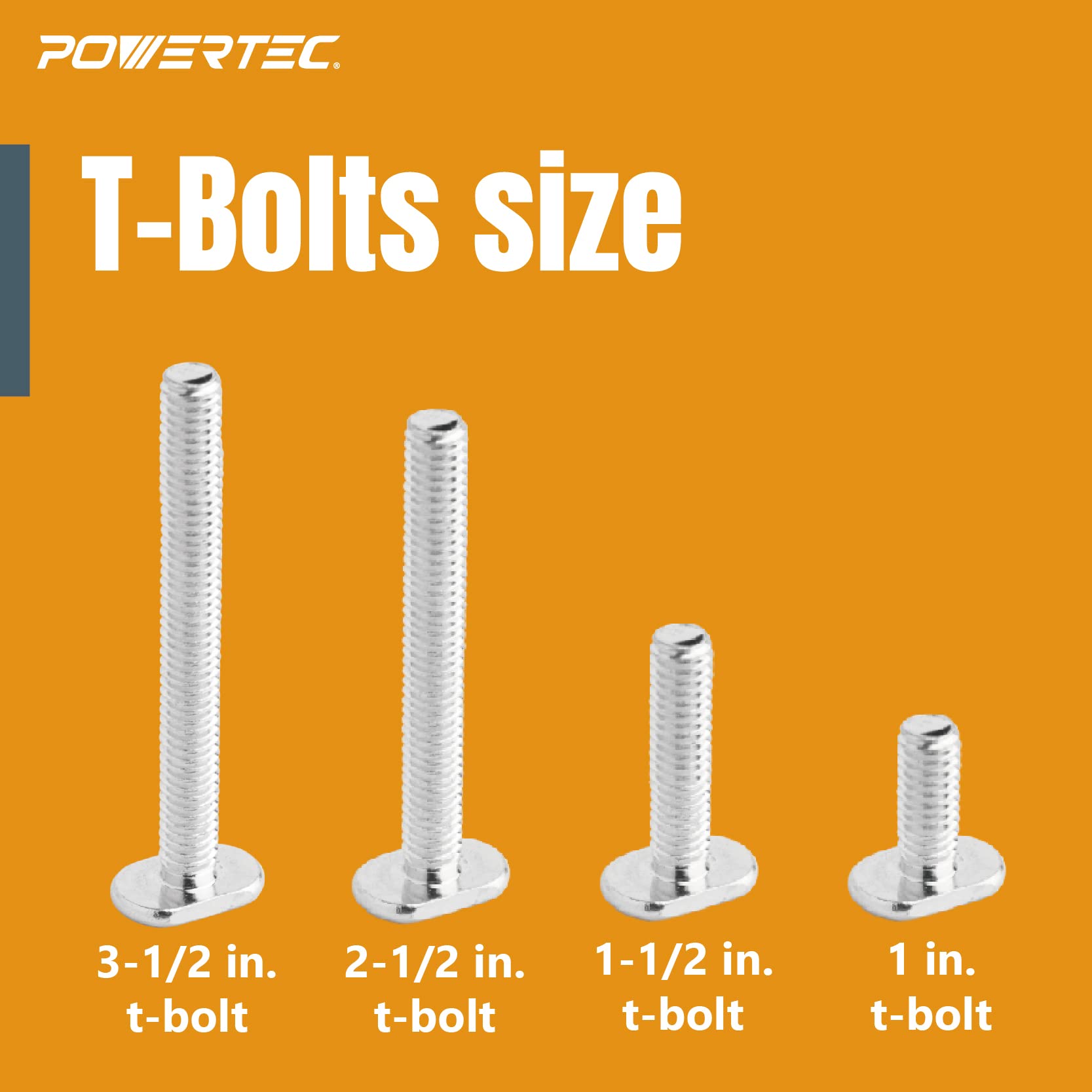 POWERTEC five-star knobs in a four-pack for versatile grip and quick changes.