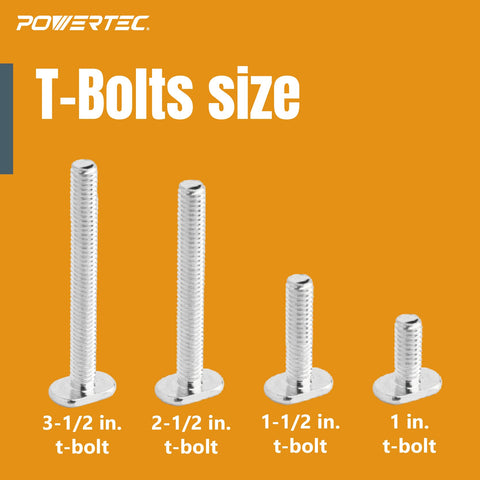 POWERTEC five-star knobs in a four-pack for versatile grip and quick changes.