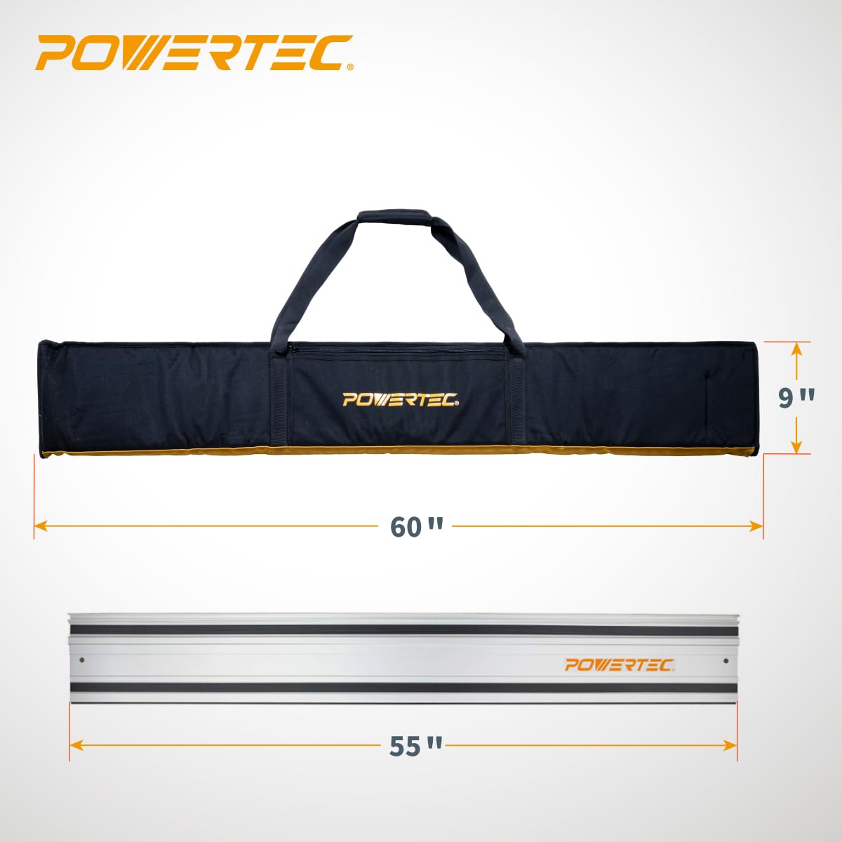 POWERTEC carrying bag protects two rails during transport