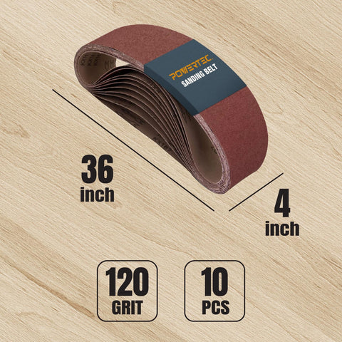 POWERTEC open coat Aluminum Oxide belt for durable cutting and finish.