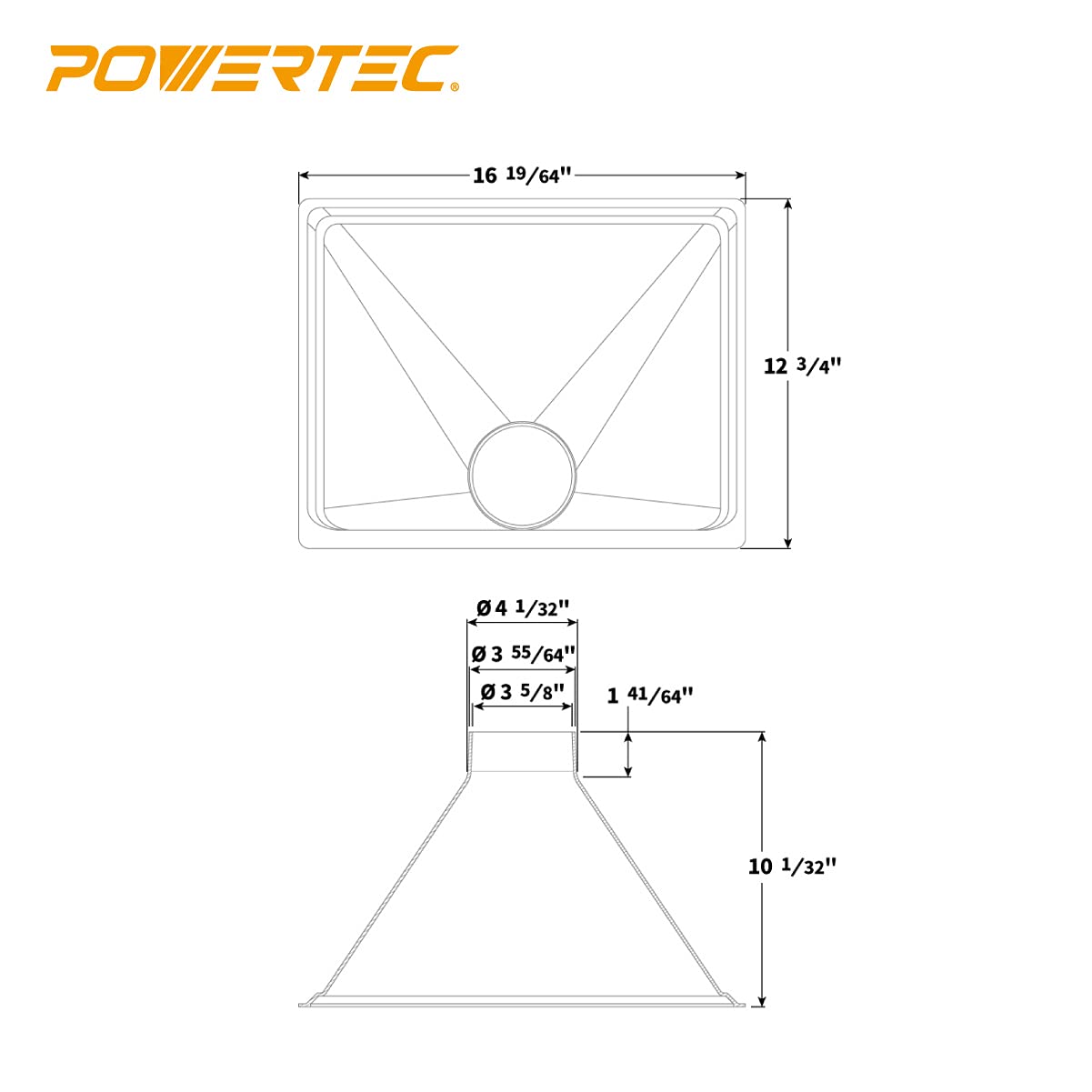 POWERTEC portable dust hood placement allows flexible shop setup