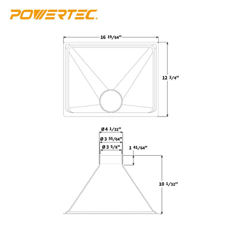 POWERTEC portable dust hood placement allows flexible shop setup