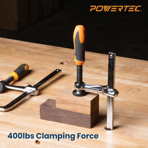POWERTEC ergonomic handle designed for easy tightening and comfortable use