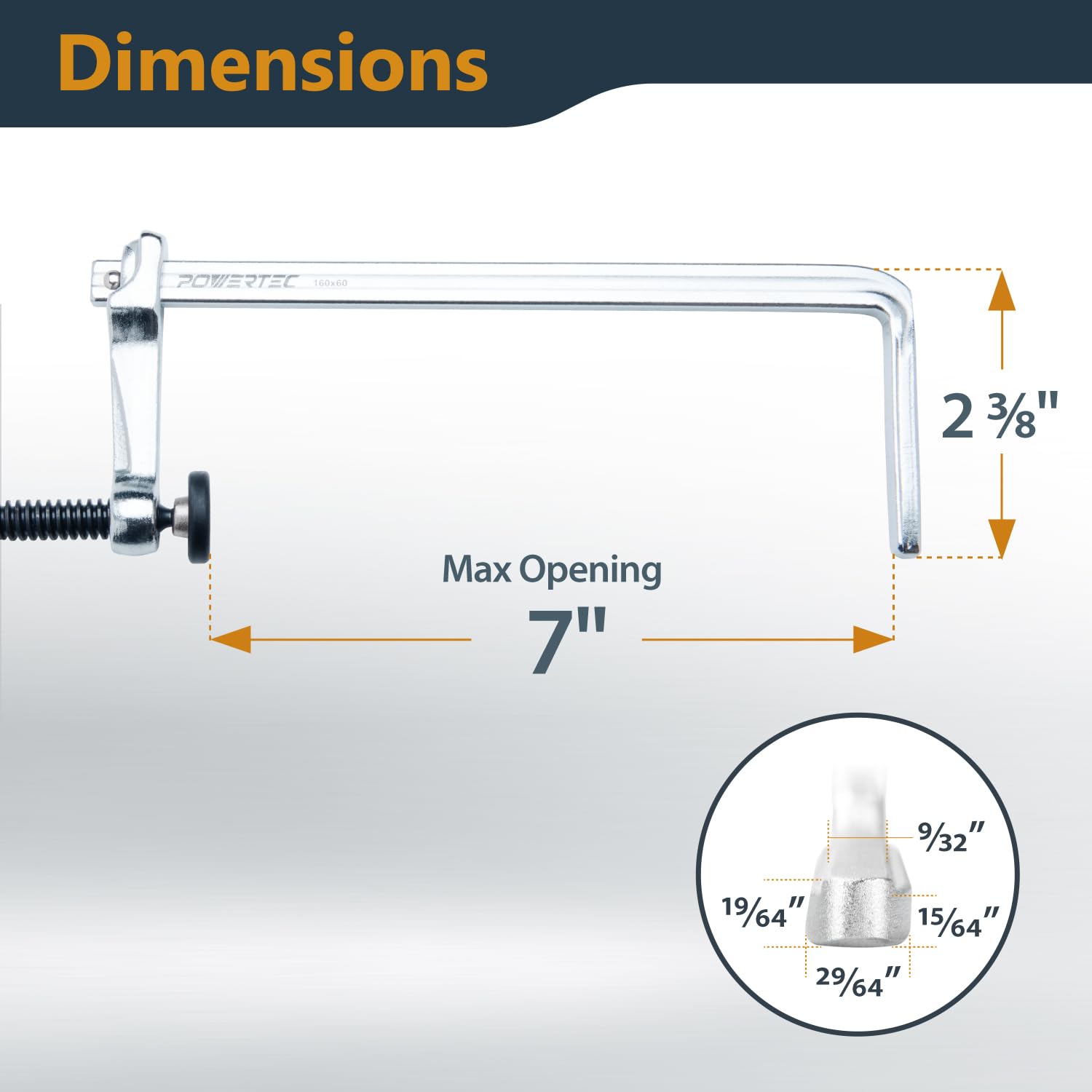 POWERTEC clamp secured on track saw guide rails for reliable clamping