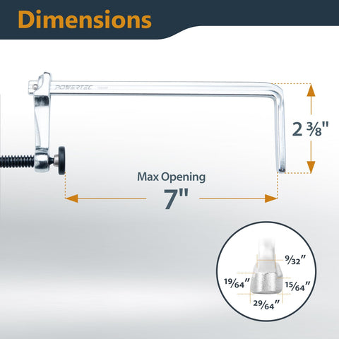 POWERTEC clamp secured on track saw guide rails for reliable clamping
