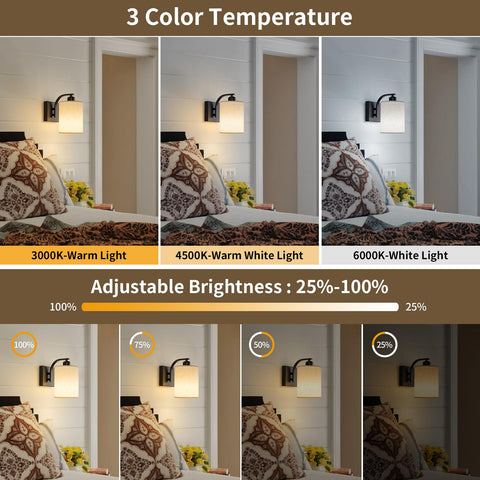 Powfloven battery wall sconce charging base with USB charging demonstration