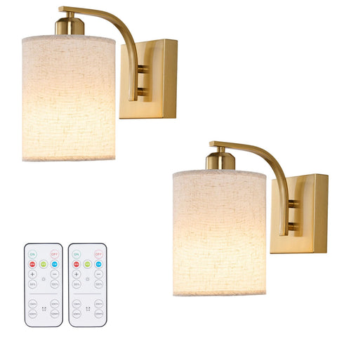 Powfloven Gold rechargeable wall sconce set of two provides wireless ambient lighting