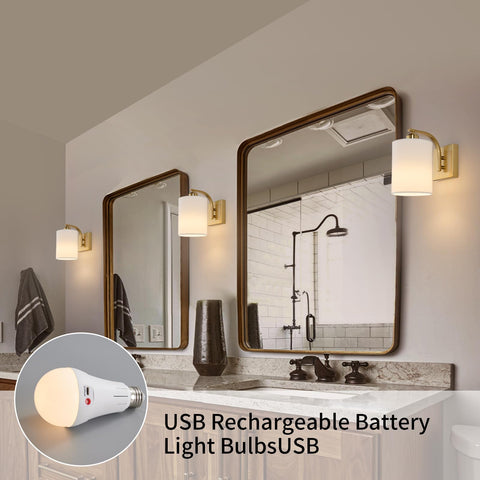 Powfloven Gold sconce lighting in bedroom setting