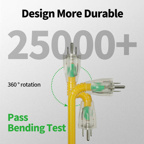 POWGRN IP65 waterproof jacket keeps the cord flexible in weather.