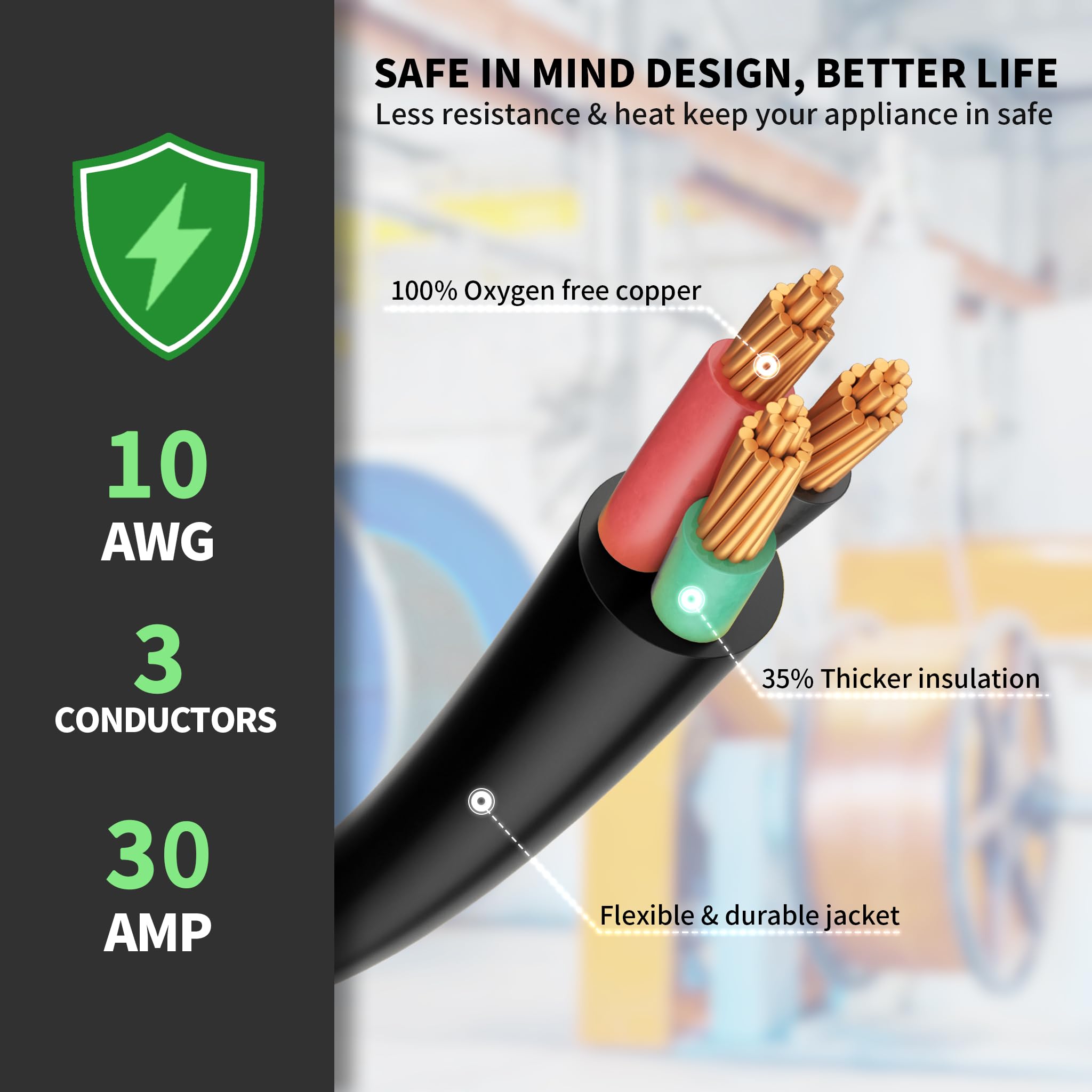 Powgrn NEMA 6-50P to 6-50R cord suited for welding machines