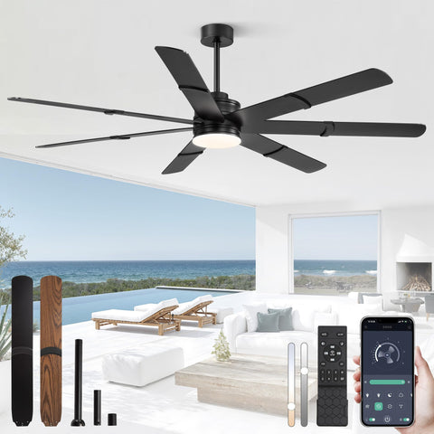 POWIFY 72in wood-blades ceiling fan delivers powerful airflow in large rooms with a classic look.