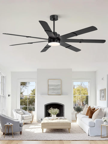 POWIFY easy-install ceiling fan arrives with clearly labeled parts for quick setup.
