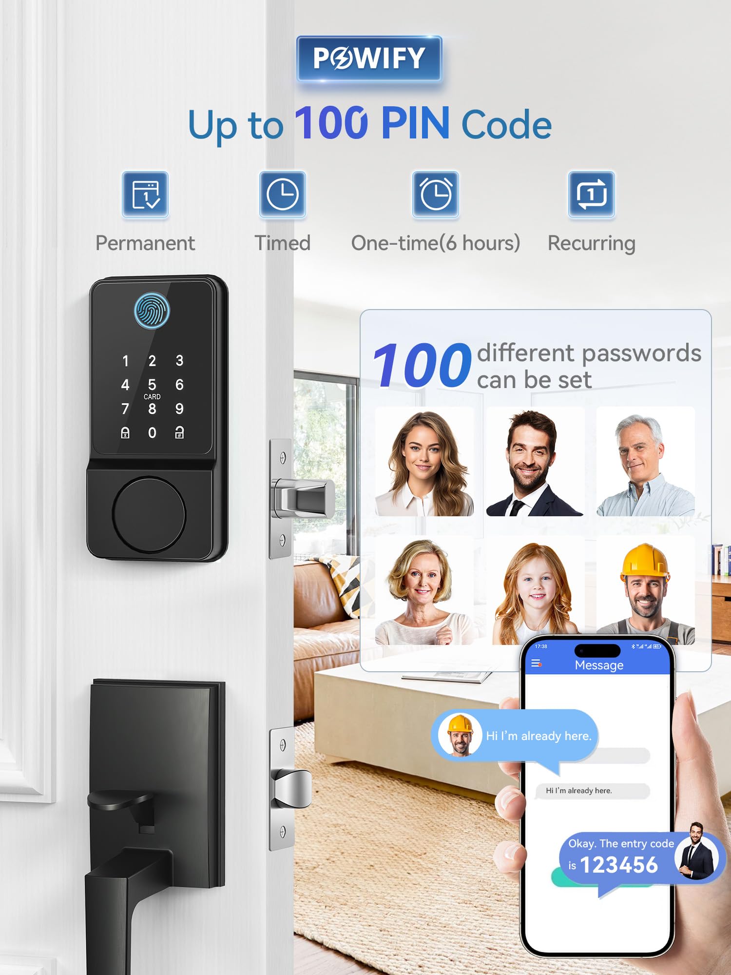 POWIFY IC card reader lock enabling touchless access with cards
