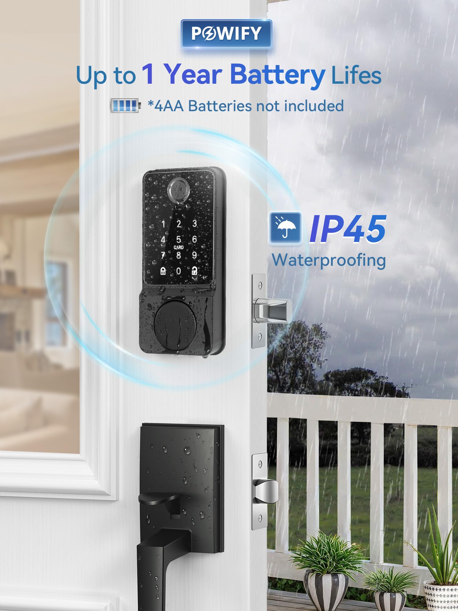 POWIFY keypad touchpad lock showing numeric entry for secure access