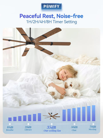 POWIFY large-room 72in ceiling fan designed for open living spaces and covered patios.