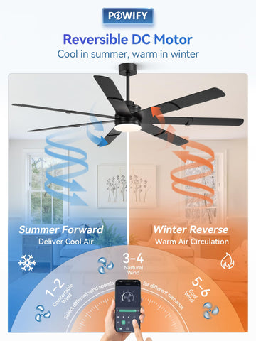 POWIFY quiet DC motor ensures steady airflow with minimal noise.