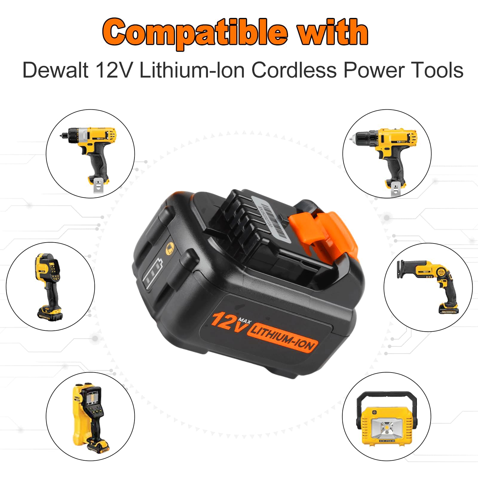 Powilling 12V battery for DCB125 longer charges for faster work