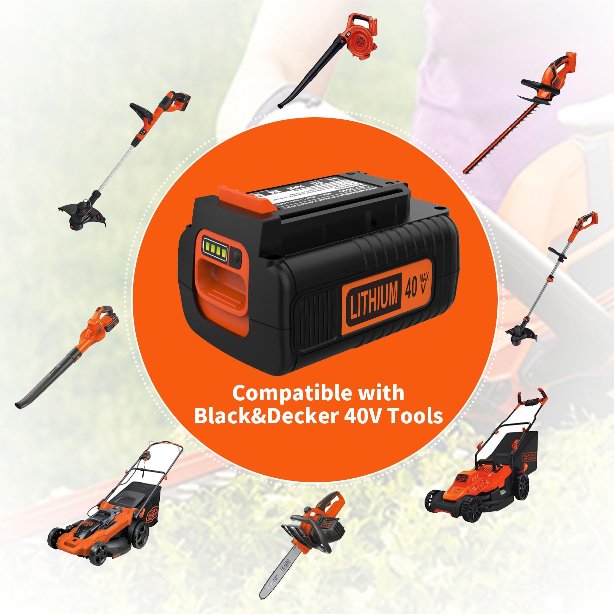Powilling 40V battery with LED indicator visible for easy charge monitoring