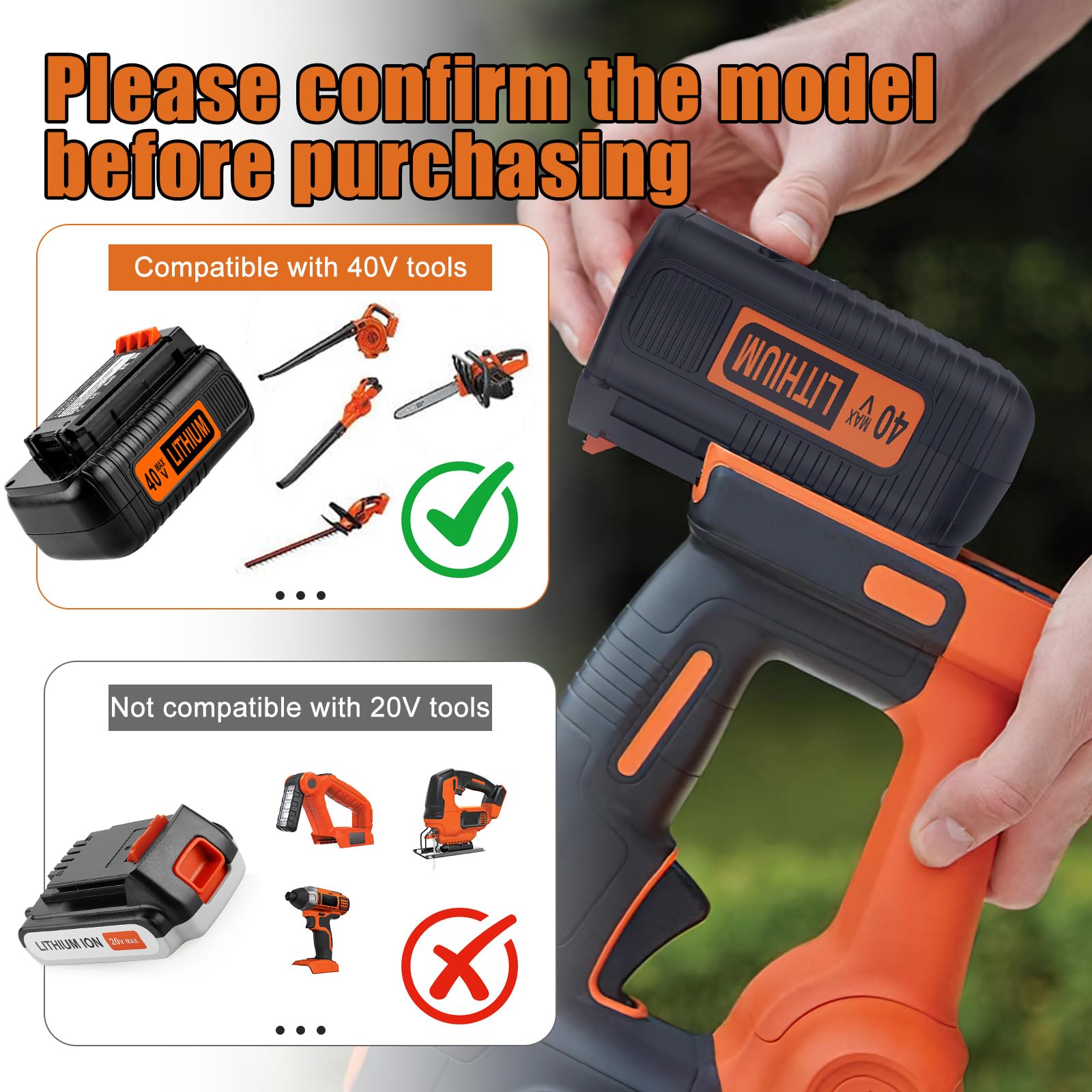 Powilling 40V battery charging compatibility with Black and Decker chargers
