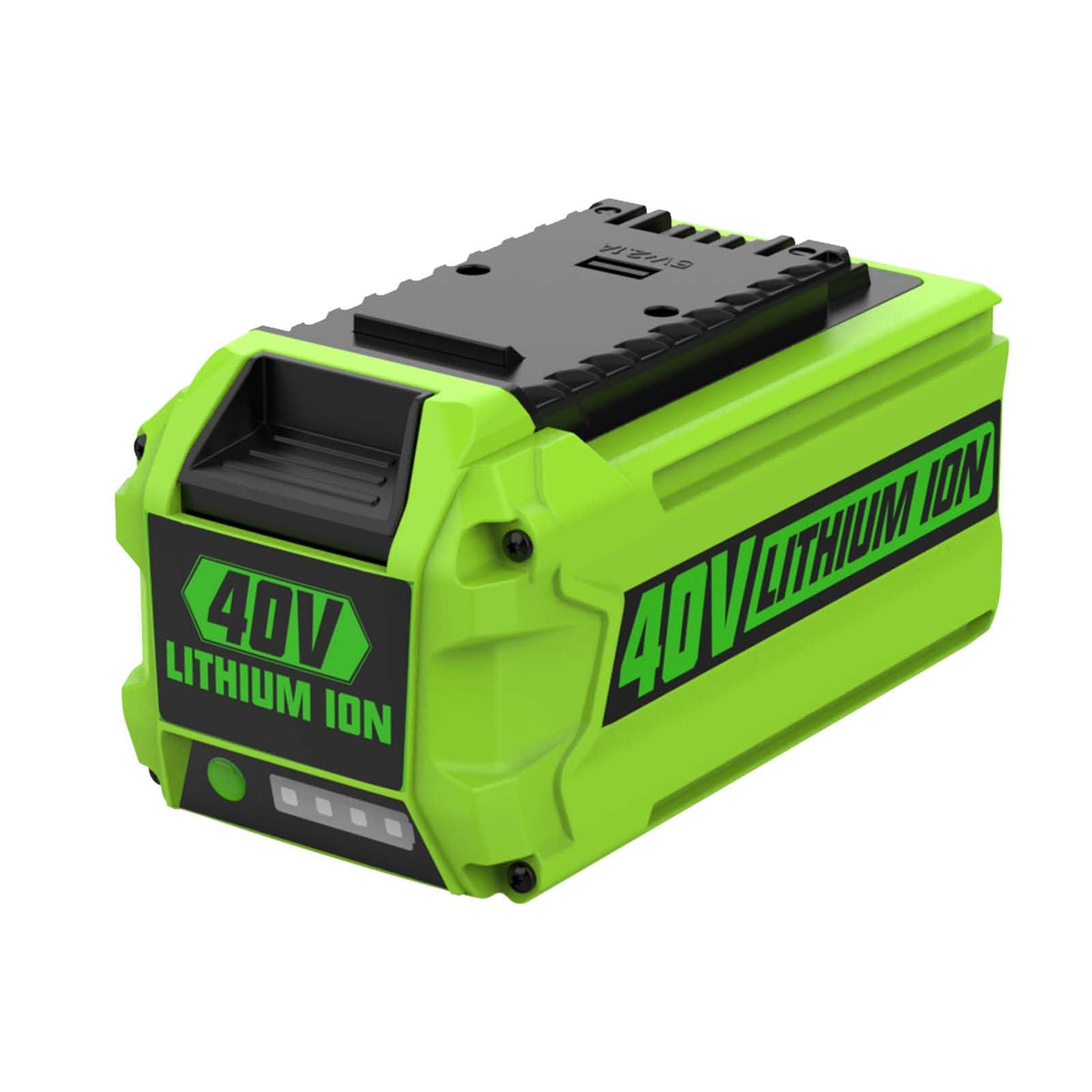 Powilling 40V battery front view, easy installation for Greenworks tools.
