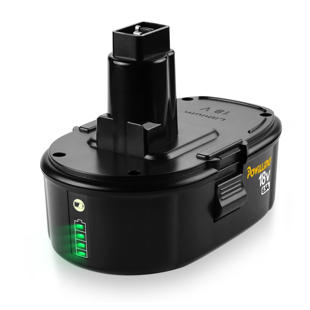 Powilling DC9099 battery with LED indicator for quick power status on the job