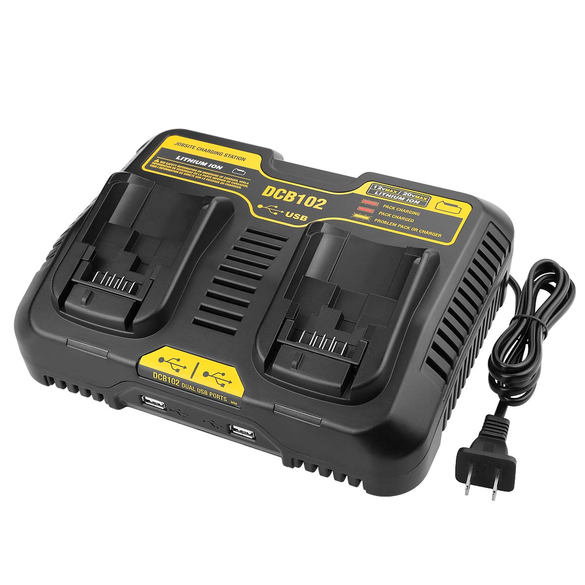 Powilling DCB102BP replacement charger front view for dependable on-site power
