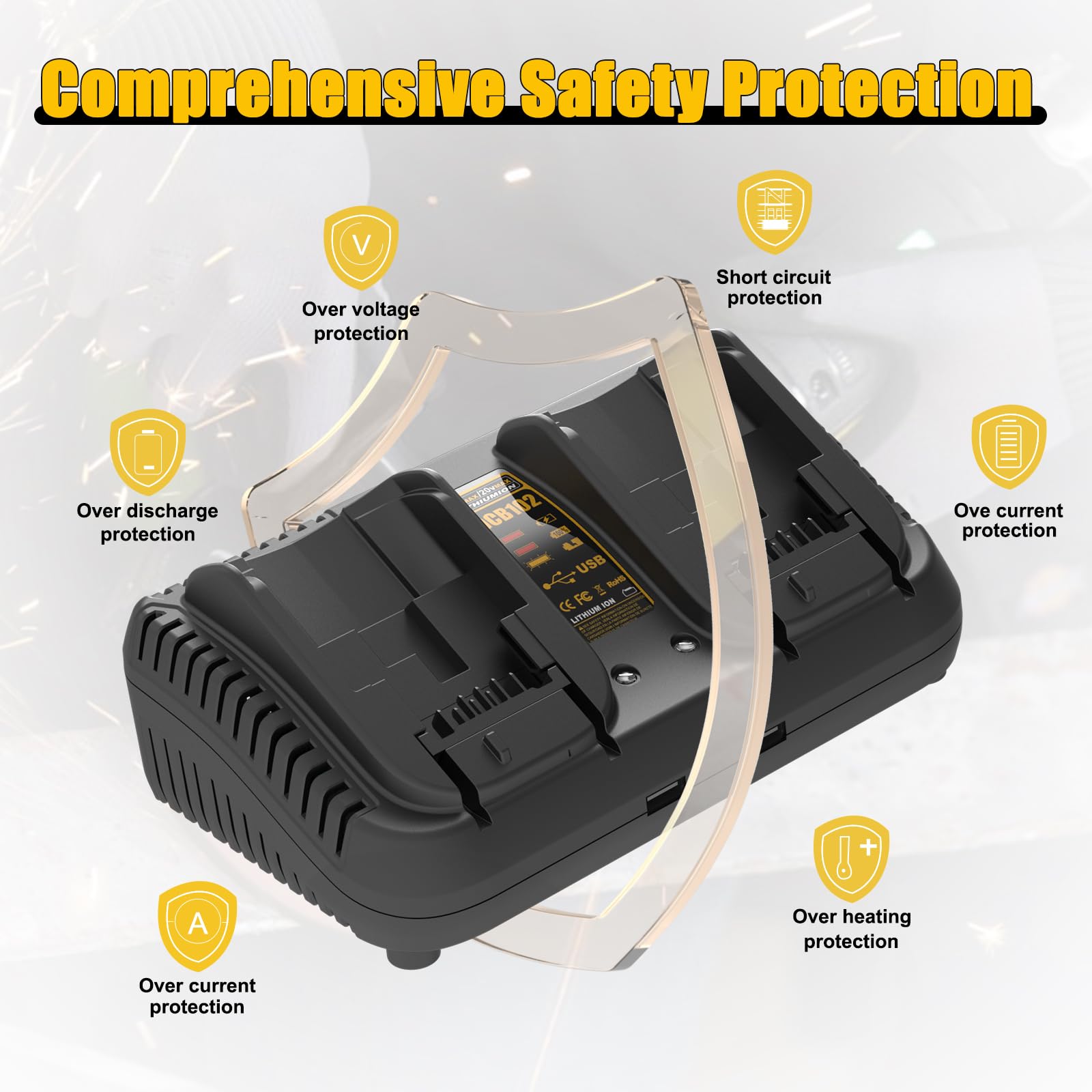 Powilling DCB102BP US plug supports 110-240V worldwide compatibility