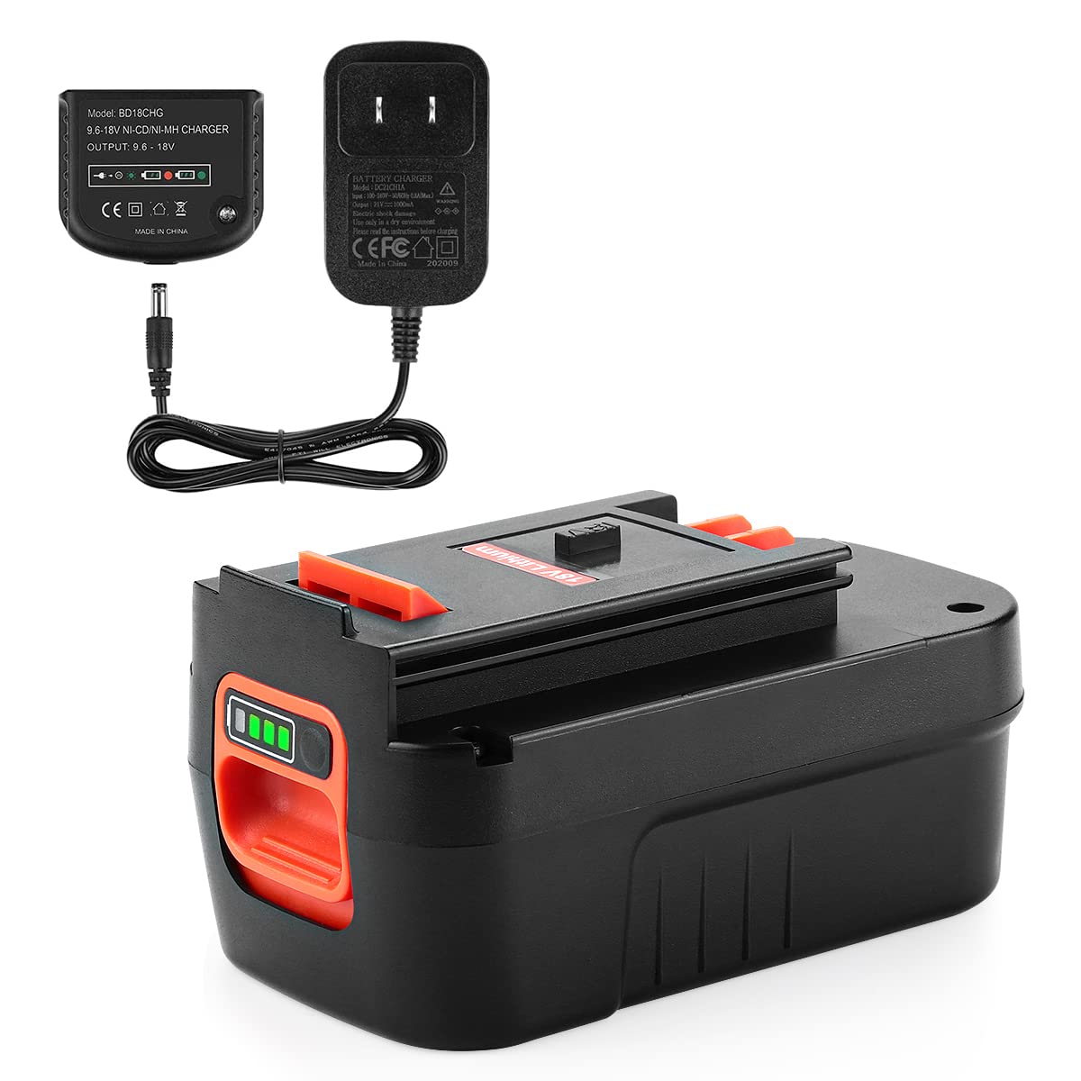 Powilling HPB18 battery front view highlighting 6.0Ah capacity for longer tool operation.
