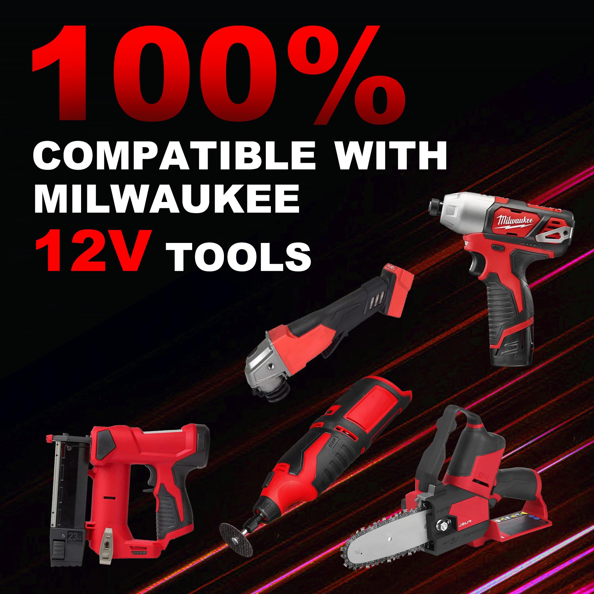 Powilling Milwaukee 12V compatibility chart for tools