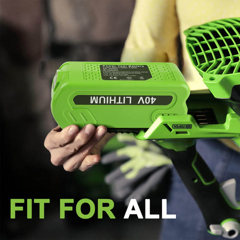 Powilling outdoor-use battery in action powering garden tools.