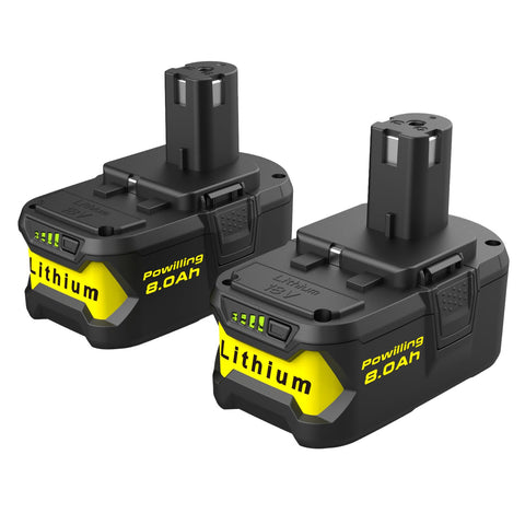 Powilling Upgraded P108 battery dual-pack powering long Ryobi 18V sessions.