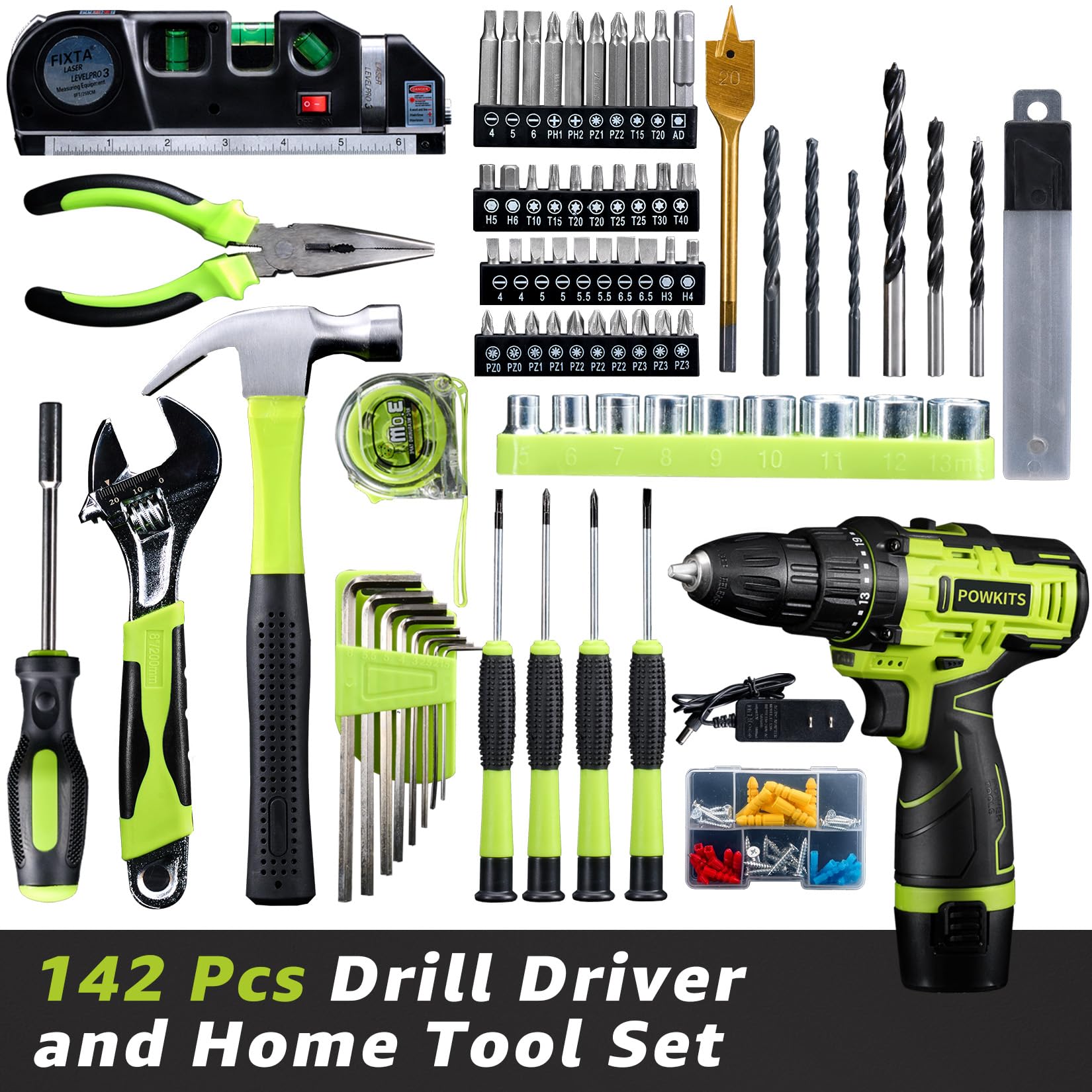 POWKITS 142-piece toolkit contents keep everything you need in one place.