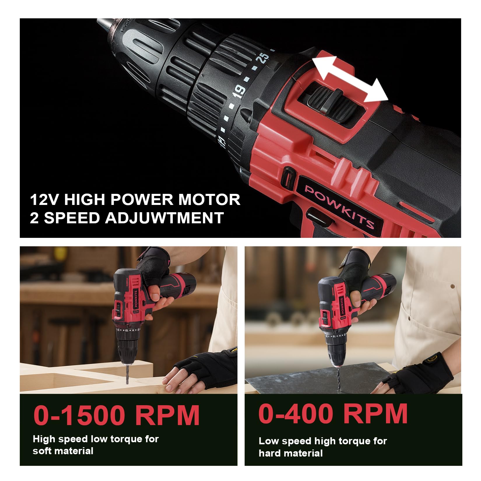 POWKITS 12W charger keeps the drill ready for use
