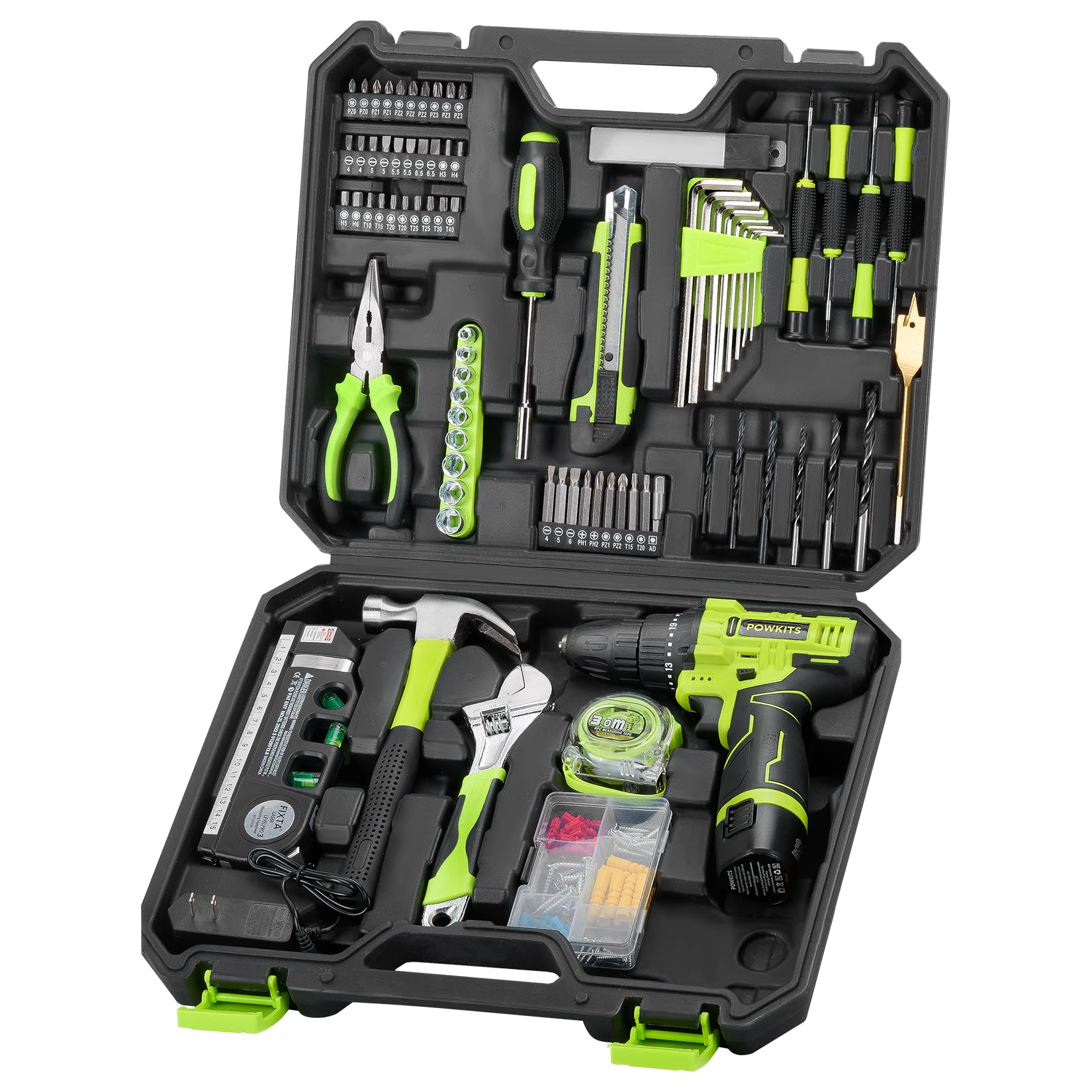 POWKITS cordless drill 12V ideal for home projects with adjustable speed.
