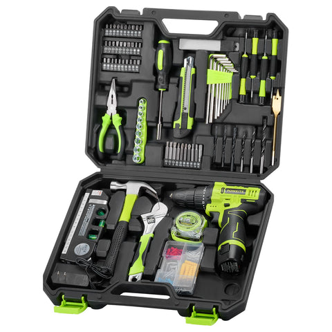 POWKITS cordless drill 12V ideal for home projects with adjustable speed.