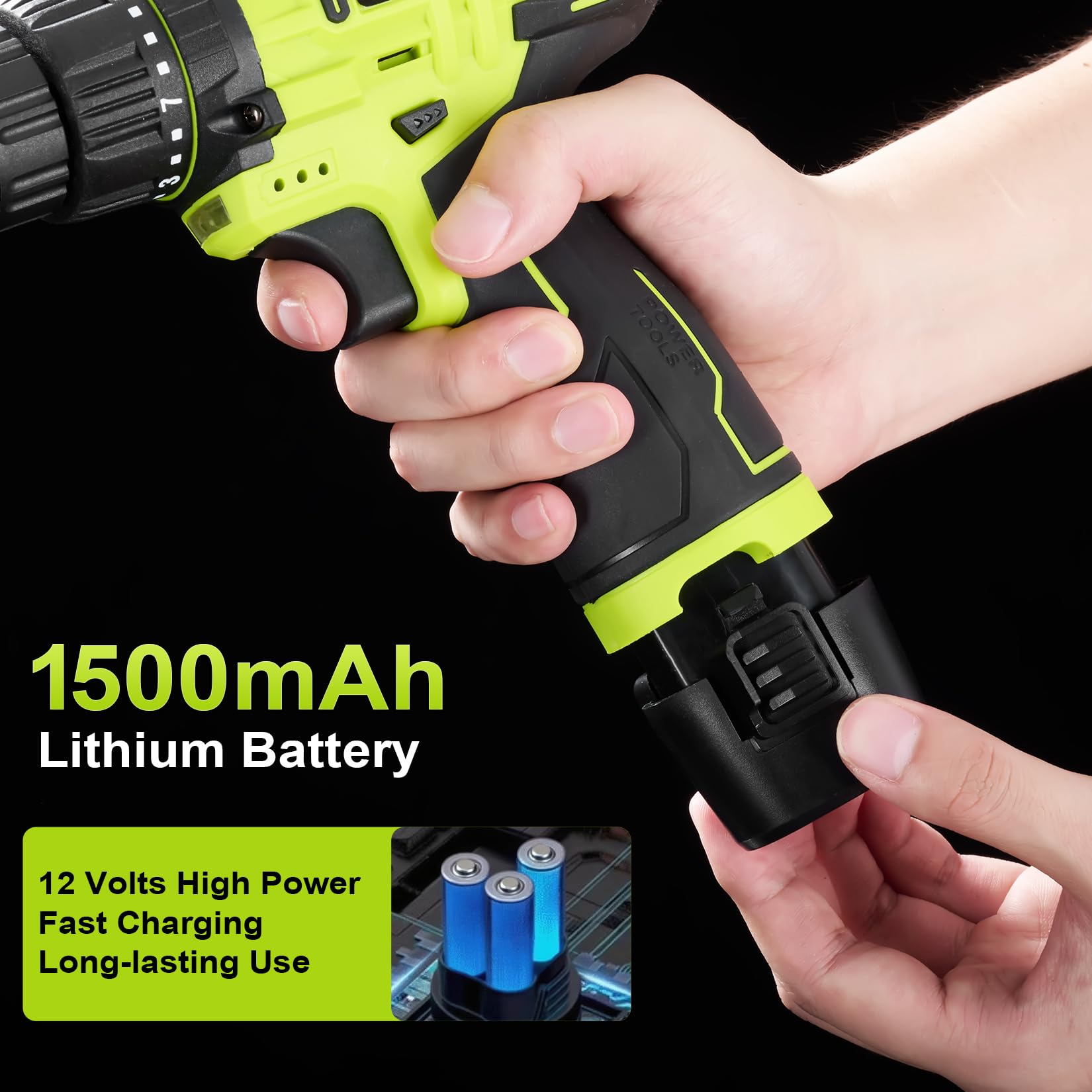 POWKITS LED auto-light aids drilling in dark cabinets and corners.