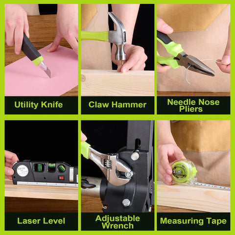 POWKITS screwdriver bits and utility knife kit adds setup flexibility.