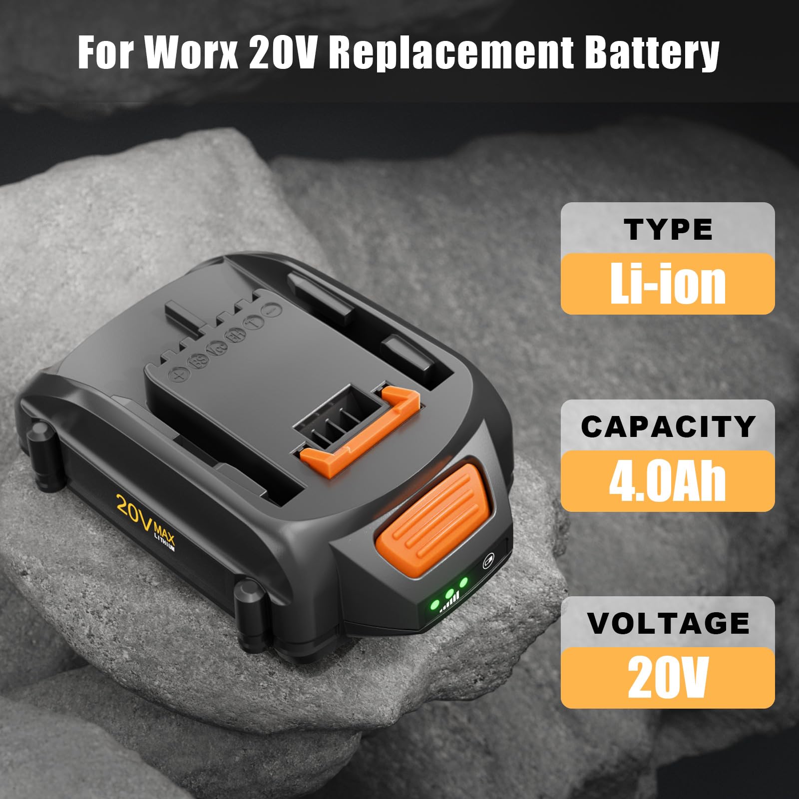Powtree 2Pack battery charging scene demonstrating quick recharge for Worx tools