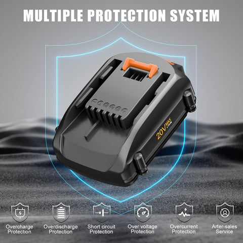 Powtree 2Pack battery label close-up noting CE RoHS FCC certification