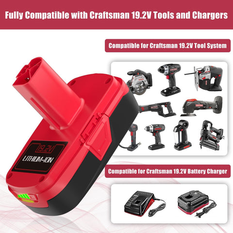 POWTREE shows Craftsman 19.2V compatibility for versatile tool use.