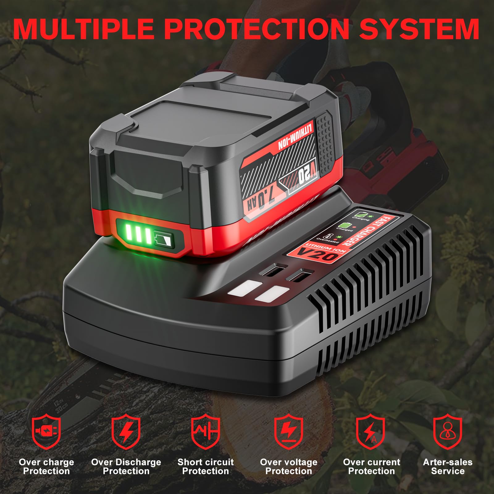 Rapid-charge technology with protective features for safe power top-ups.
