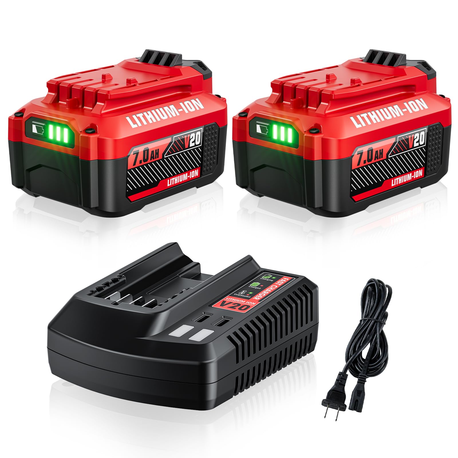 Powtree Upgrade CMCB206 2-pack battery for Craftsman 20V tools with long-lasting power.