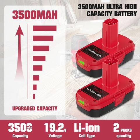 POWTREE upgraded 3500mAh 19-2V C3 battery side profile for compatibility checks.