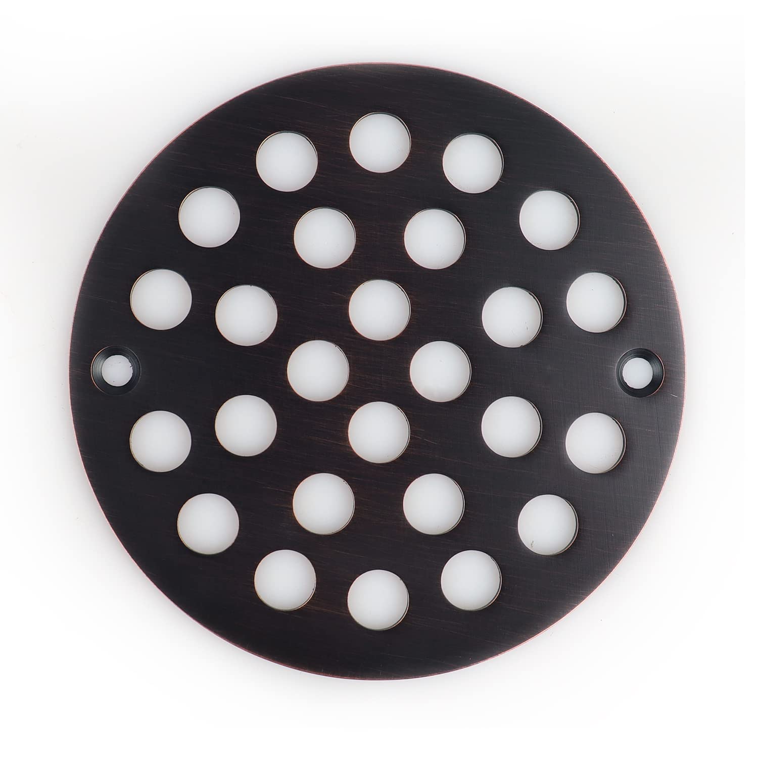 Poyde 4-inch round drain cover in oil-bronze finish, durable bathroom upgrade