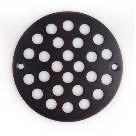 Poyde 4-inch round drain cover in oil-bronze finish, durable bathroom upgrade